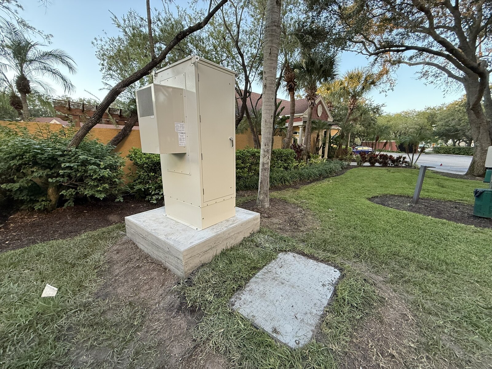 Exterior telecommunications cabinet serving a Tampa multifamily property